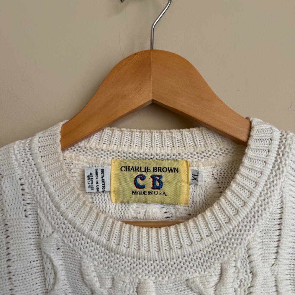 VINTAGE RARE COOGI STYLE CHARLIE BROWN BRAND CHARLIE EMBROIDERED KNIT SWEATER XL - Picture 7 of 12